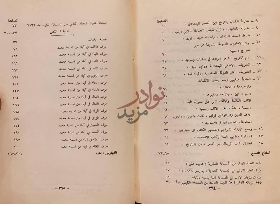 فهرس كتاب ذيل تاريخ مدينة السلام بغداد نائب الفهارس