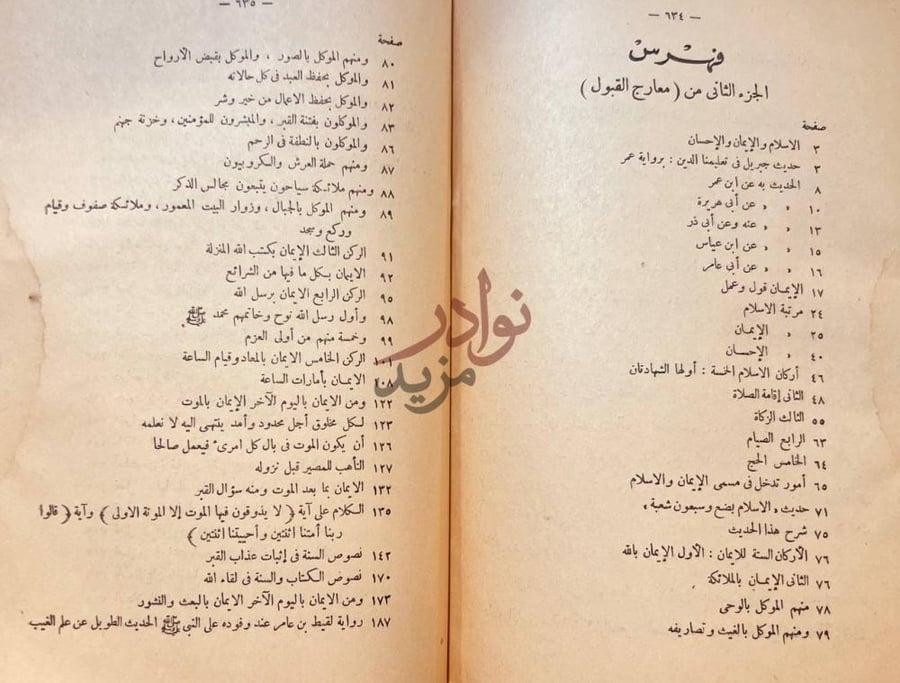 فهرس كتاب معارج القبول بشرح سلم الوصول الى علم الاصول فهرس