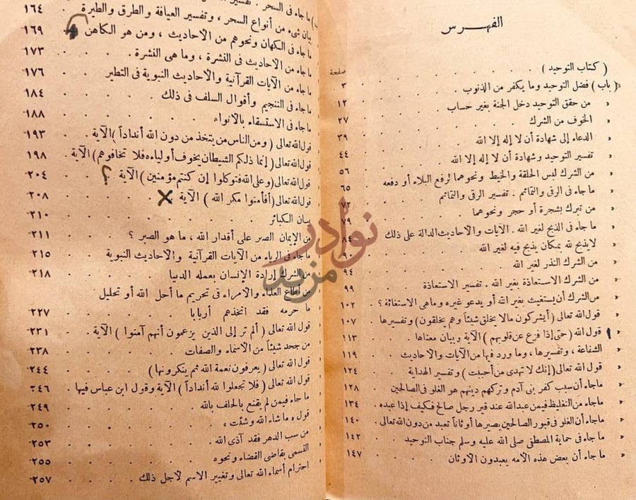 فهرس كتاب كتاب التوحيد الذي هو حق الله على العبيد الفهرس