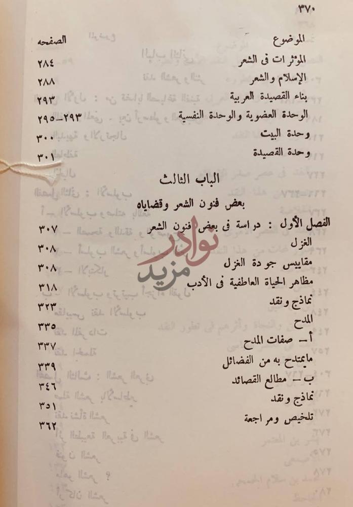 فهرس كتاب في النقد الادبي عند العرب الباب الثالث