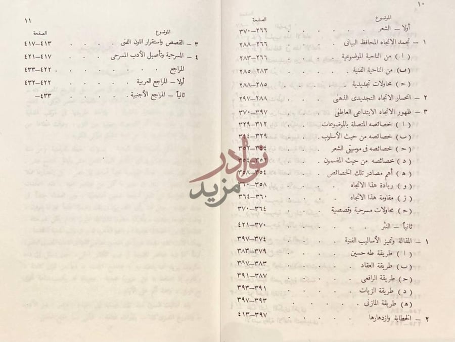 فهرس كتاب تطور الادب الحديث في مصر