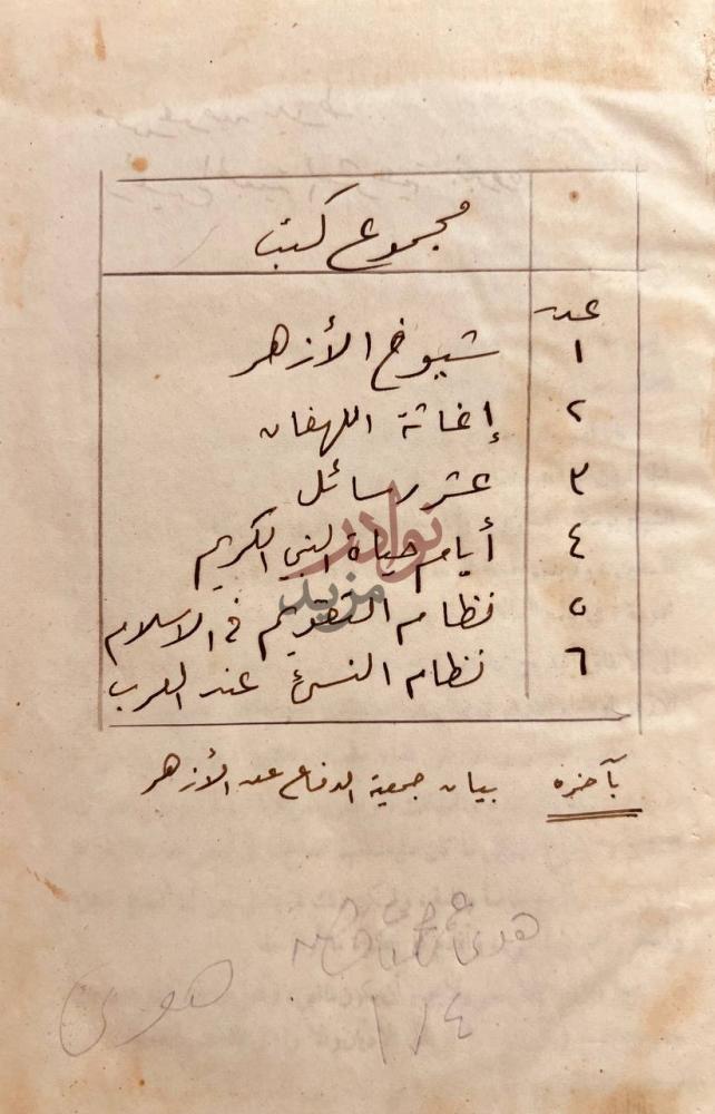 فهرس كتاب شيوخ الازهر والزيادة في الاسلام مجموع كتب