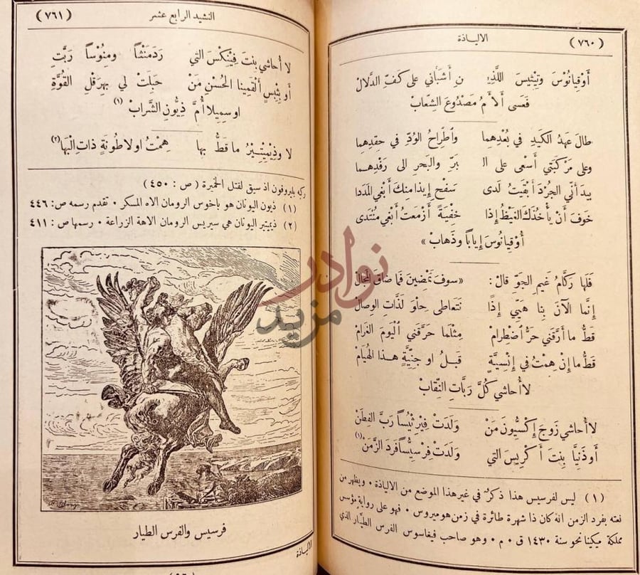 صفحة داخلية كتاب الياذة هوميروس معربه نظما وعليها شرح تاريخي