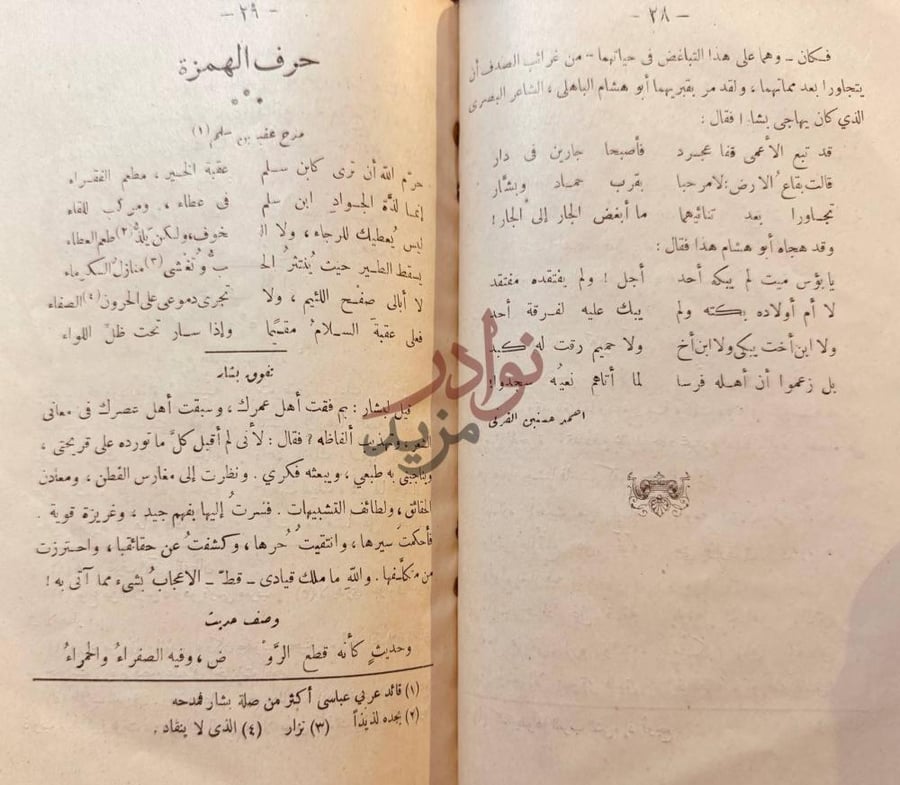 صفحة داخلية كتاب بشار بن برد شعره واخباره حرف الهمزة