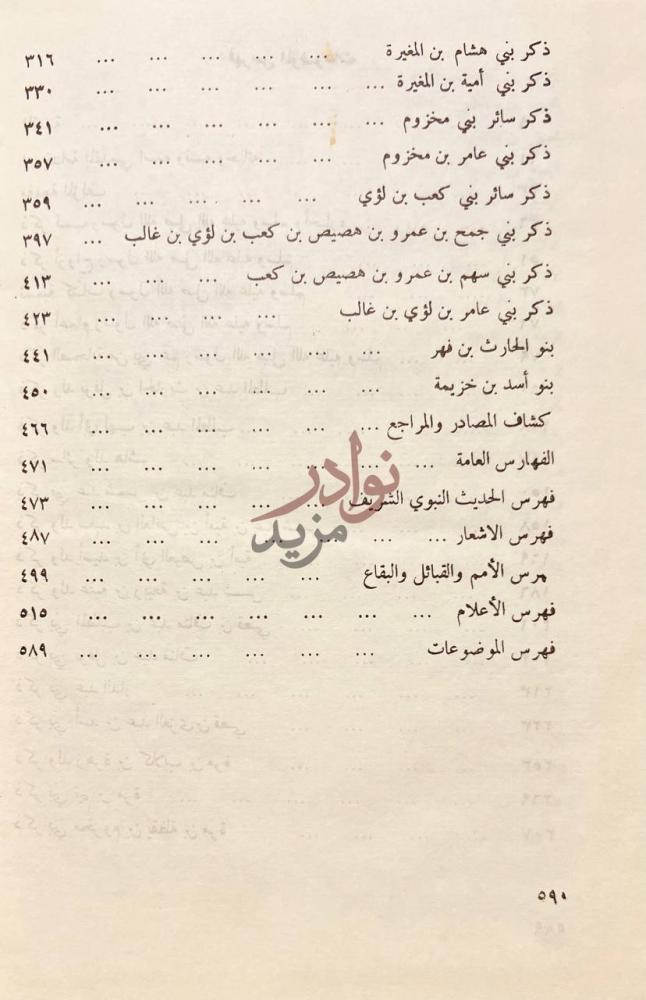 كشاف كتاب التبيين في انساب القرشيين فهرس الموضوعات