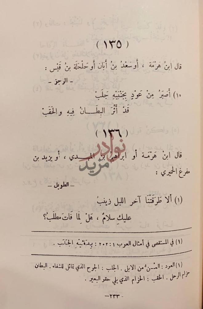 صفحة داخلية كتاب شعر ابراهيم بن هرمة القرشي