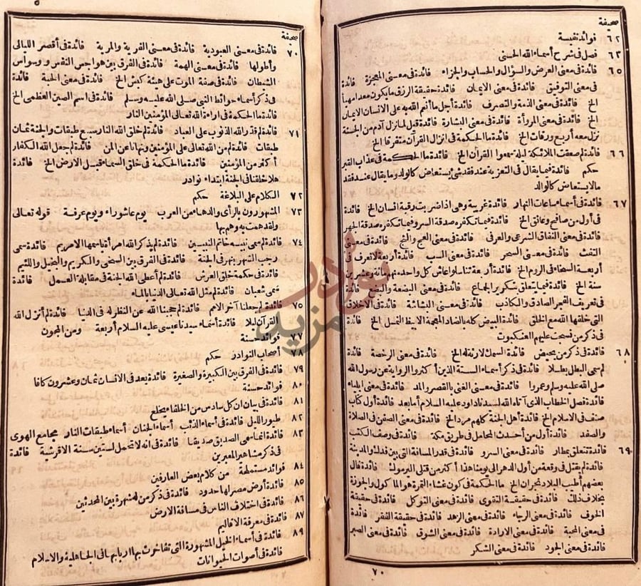 فهرس كتاب الكنز المدفون والفلك المشحون