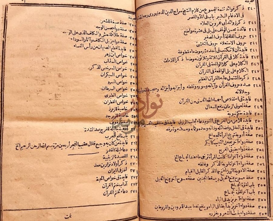 فهرس كتاب الكنز المدفون والفلك المشحون End of the table of