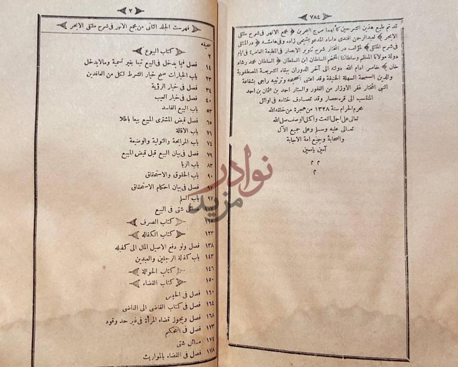 فهرس كتاب مجمع الانهر في شرح ملتقى الابحر