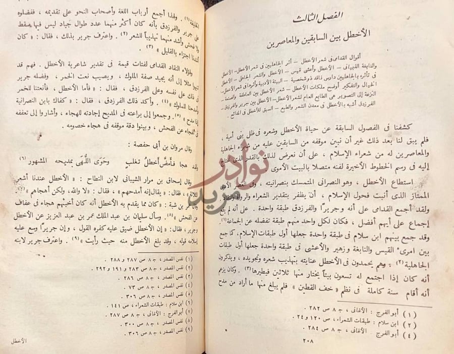 فصل كتاب الاخطل شاعر بني امية الفصل الثالث الأخطل