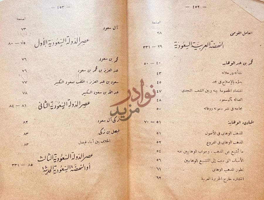 فهرس كتاب النهضات الحديثة في جزيرة العرب في المملكة العربية
