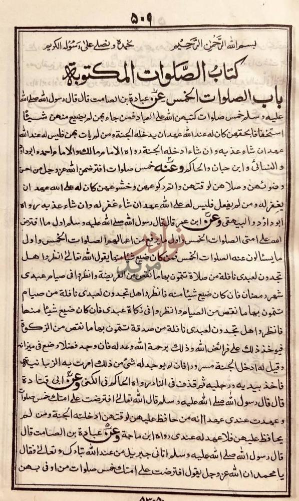 فصل كتاب جامع الرضوي او صحيح البهاري باب الصلوات الخمس