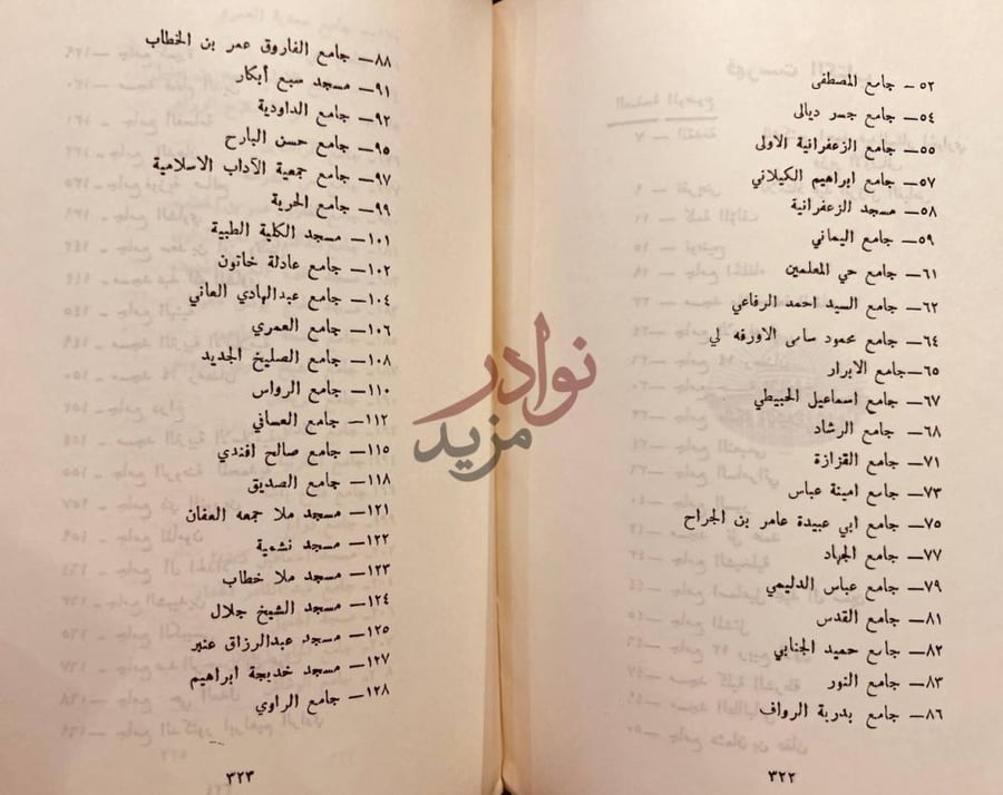 فهرس كتاب تاريخ مساجد بغداد الحديثة