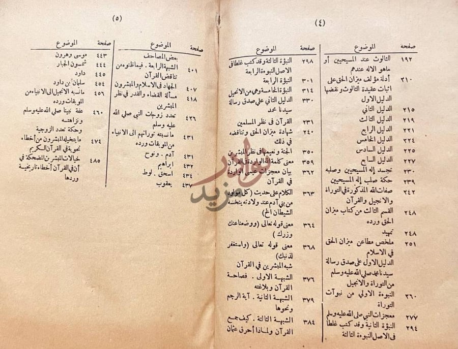 فهرس كتاب ادلة اليقين في الرد على كتاب ميزان الحق وغيره