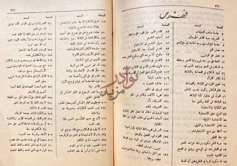 كشاف كتاب دلائل الاعجاز فهرس