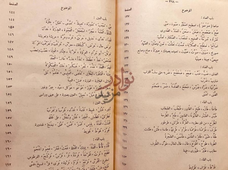 فهرس كتاب معجم الالفاظ العامية المصرية ذات الاصول العربية