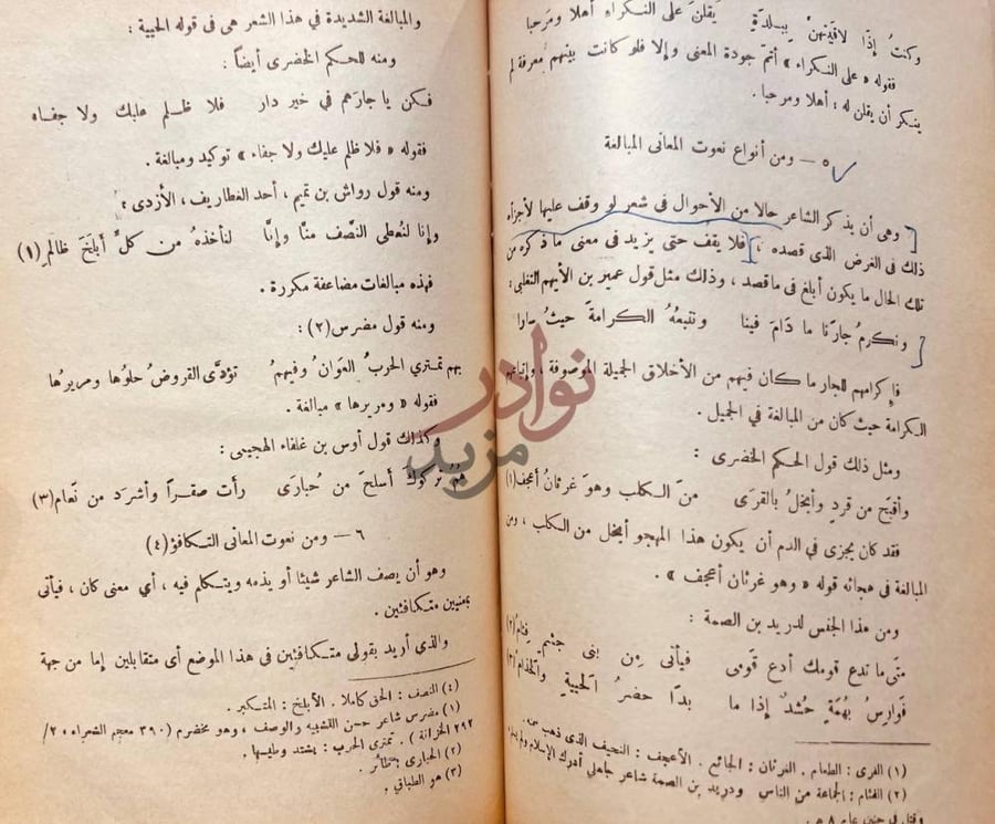 صفحة داخلية كتاب نقد الشعر نوعت المعاني المبالغ