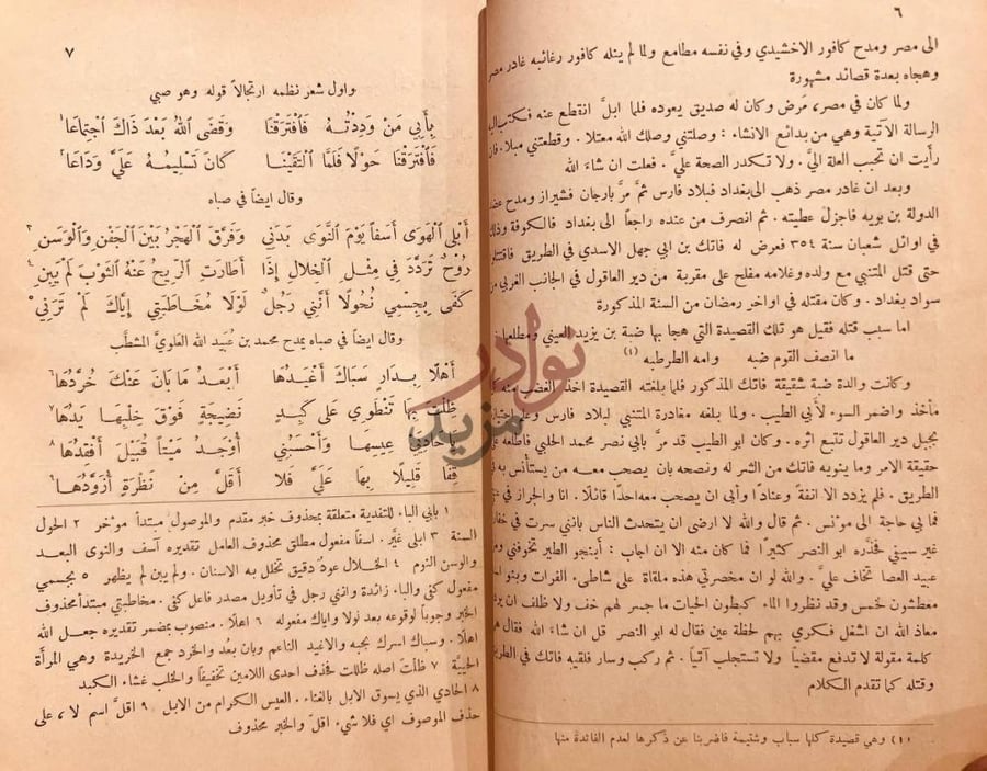 صفحة داخلية كتاب ديوان المتنبي