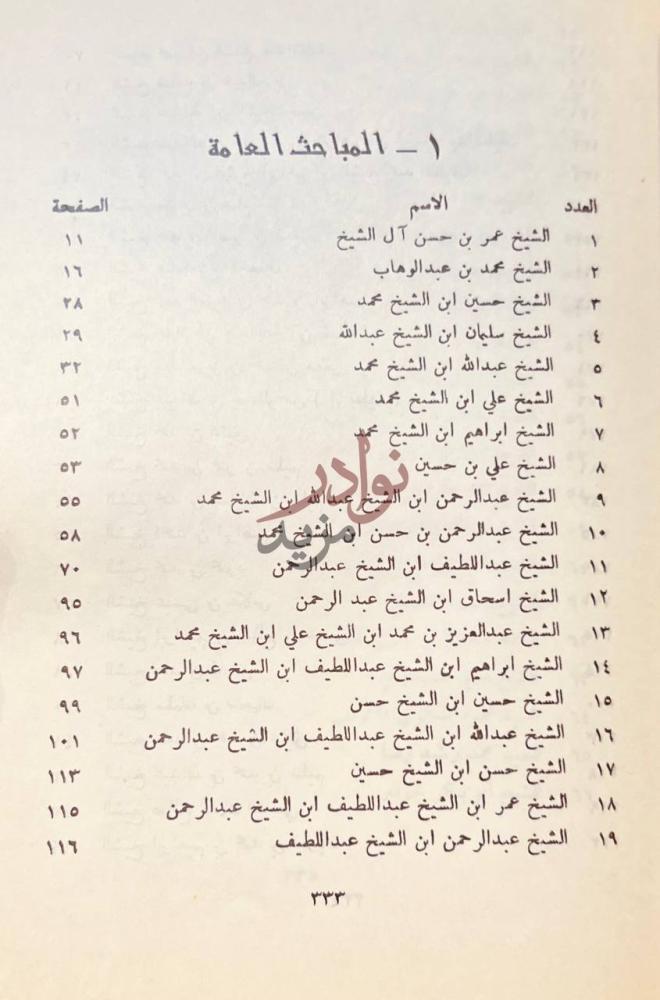 فهرس كتاب مشاهير علماء نجد وغيرهم المباحث العامة