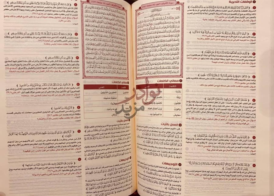 صفحة داخلية كتاب القران تدبر وعمل سورة الأعراف الجزء