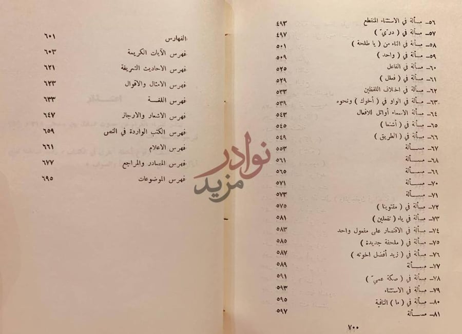 فهرس كتاب المسائل المشكلة المعروفة بالبغداديات