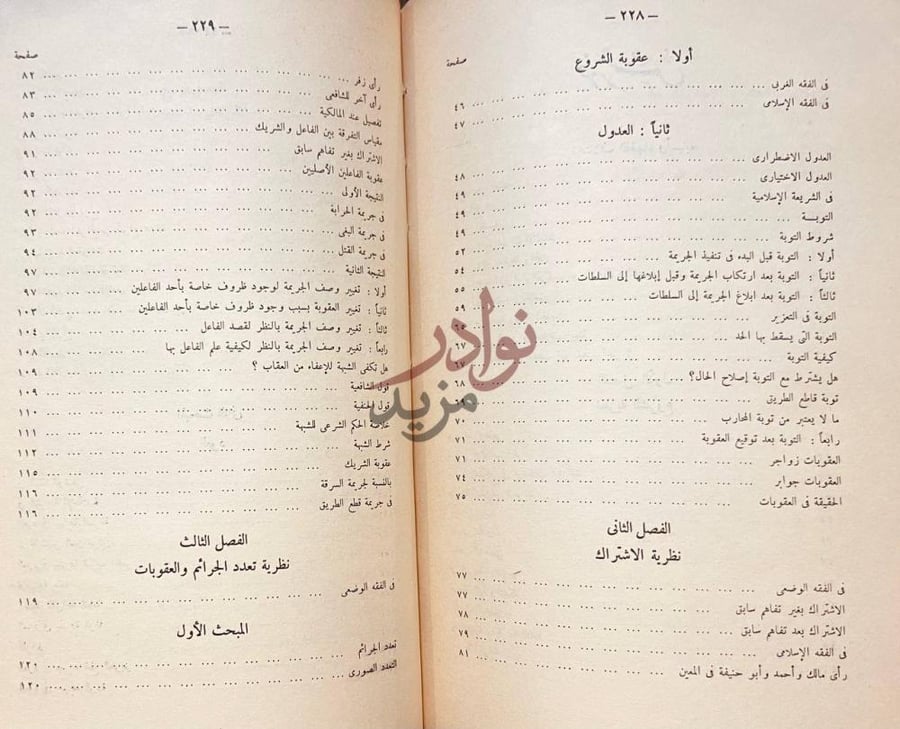 فهرس كتاب نظريات في الفقة الجنائي الاسلامي