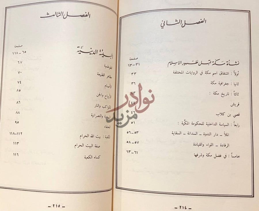 فهرس كتاب مكة في عصر ماقبل الاسلام الفصل الثاني