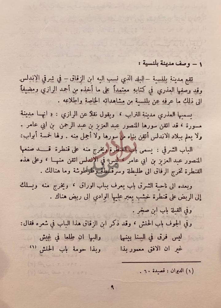 صفحة داخلية كتاب ديوان ابن الزقاق البلنسي