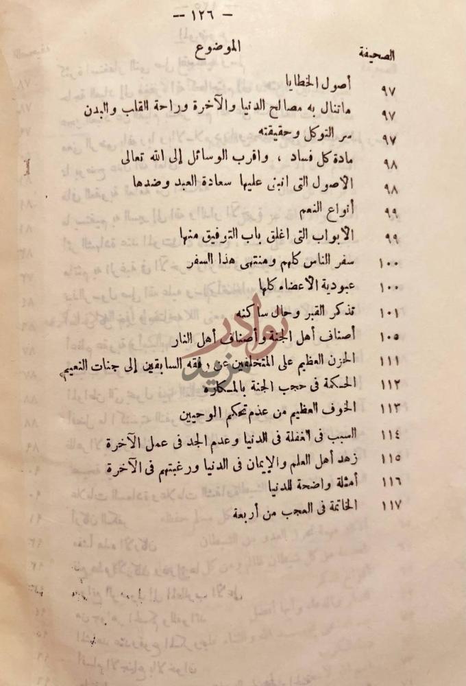 فهرس كتاب تذكرة النفس والاخوان بما ينبغي التنبيه له في كل