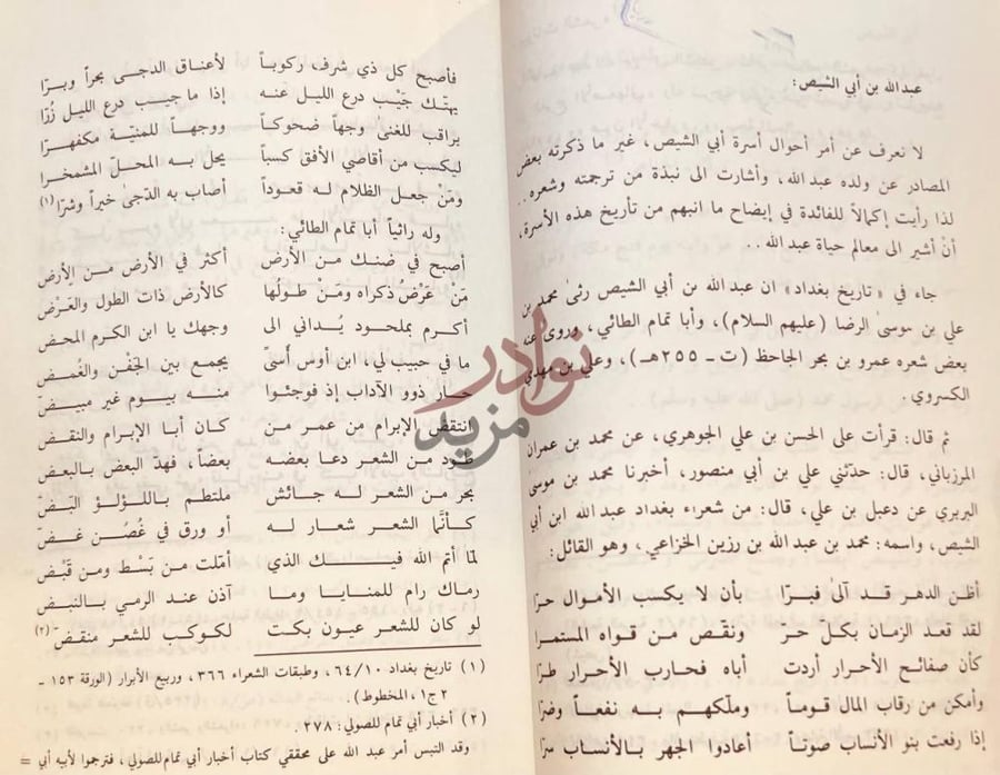 صفحة داخلية كتاب ديوان ابي الشيص الخزاعي واخباره