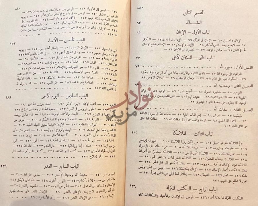 فهرس كتاب الدين الاسلامي في الاصول والعقائد فهرست صورة 10