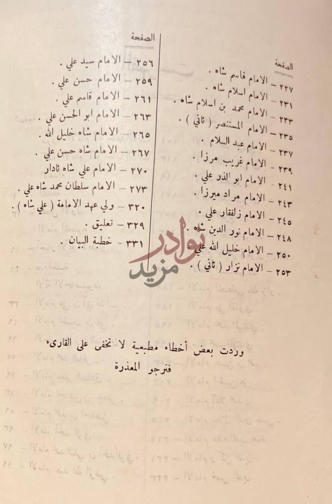 فهرس كتاب تاريخ الدعوة الاسماعيلية منذ اقدم العصور حتى عصرنا