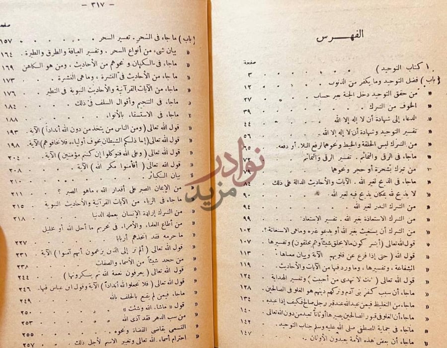 فهرس كتاب قرة عيون الموحدين في تحقيق دعوة الانبياء المرسلين