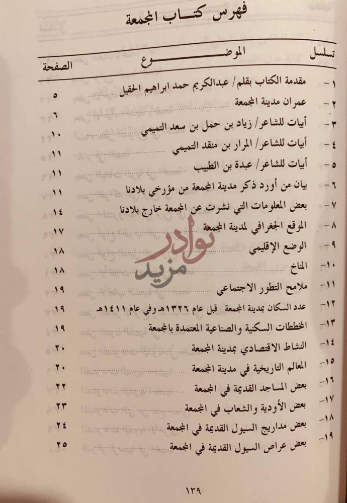 فهرس كتاب المجمعة الموضوع