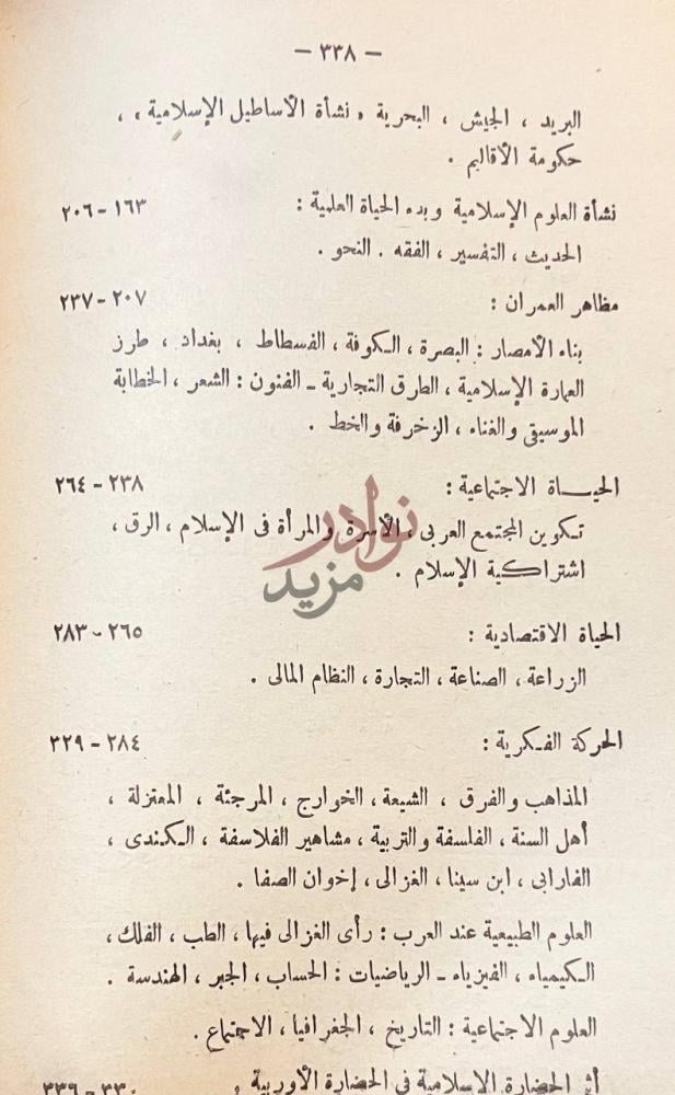 فهرس كتاب تاريخ الحضارة الاسلامية والفكر الاسلامي