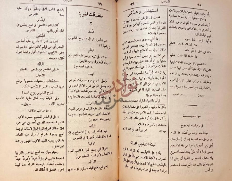 صفحة داخلية كتاب التهذيب مفردات لغوية