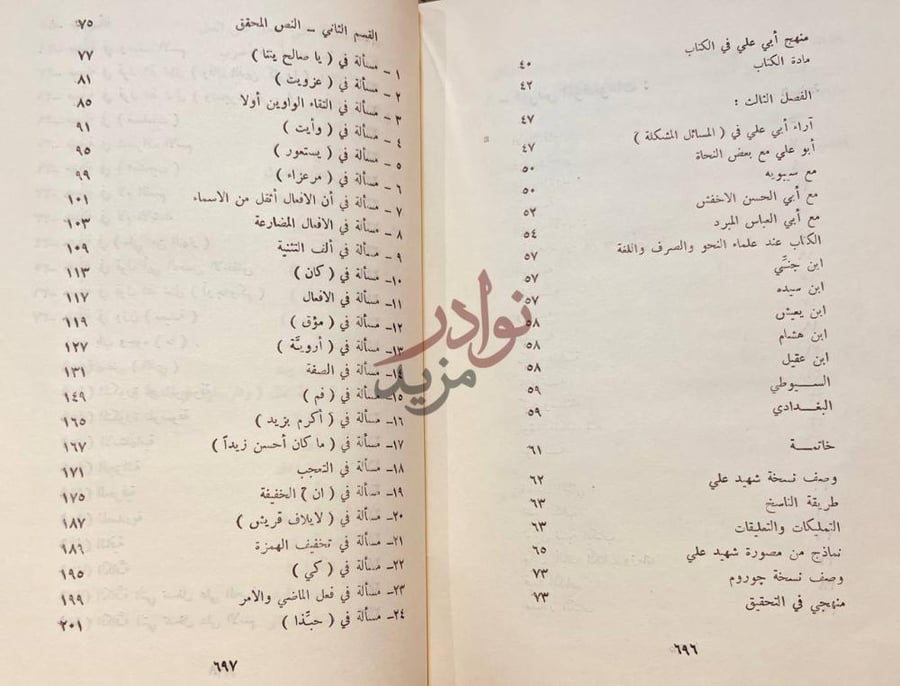 فهرس كتاب المسائل المشكلة المعروفة بالبغداديات