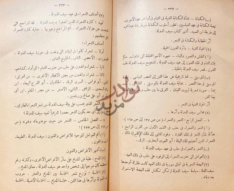 فهرس كتاب الشعر في ظل سيف الدولة