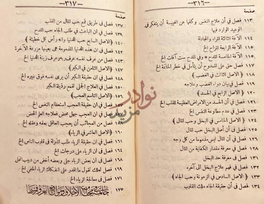 فهرس كتاب الاربعين في اصول الدين