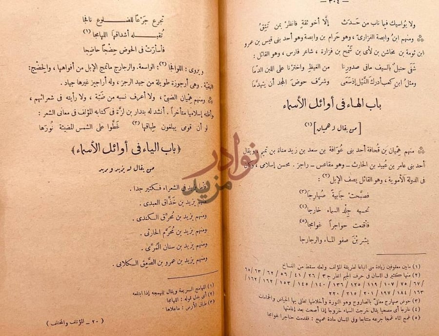 صفحة داخلية كتاب المؤتلف والمختلف باب الياء في أوائل