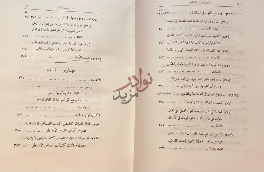 كشاف كتاب تلخيص كتاب القياس فهرس الكتاب