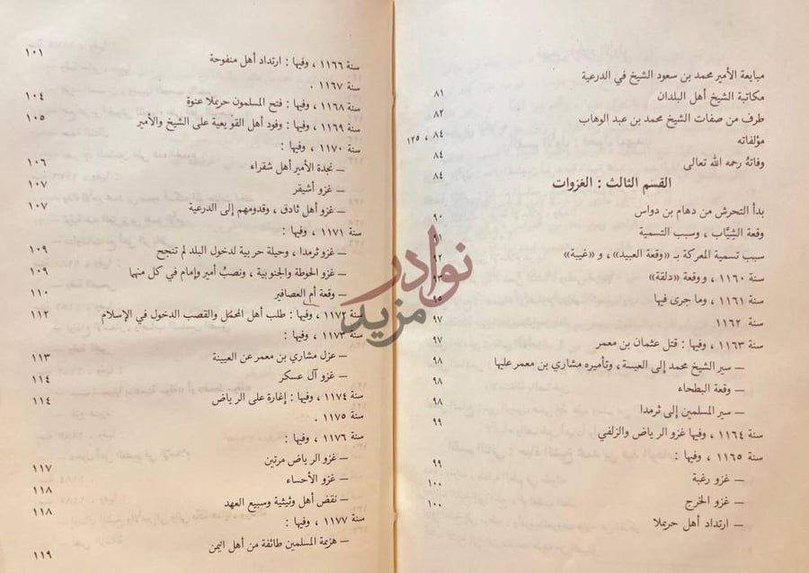 فهرس كتاب تاريخ نجد استمرار الفهرس