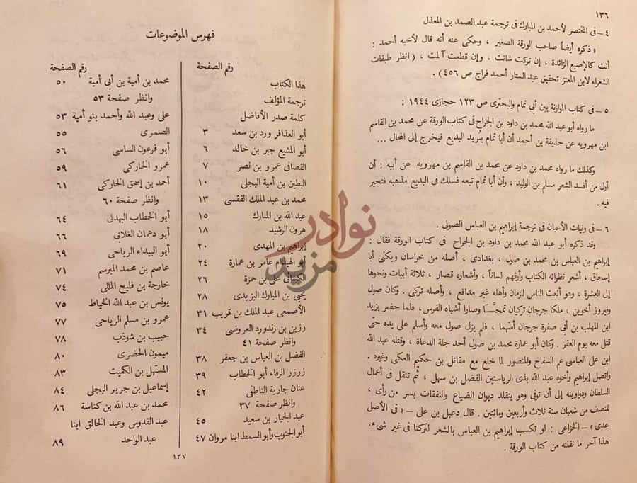 فهرس كتاب الورقة فهرس الموضوعات