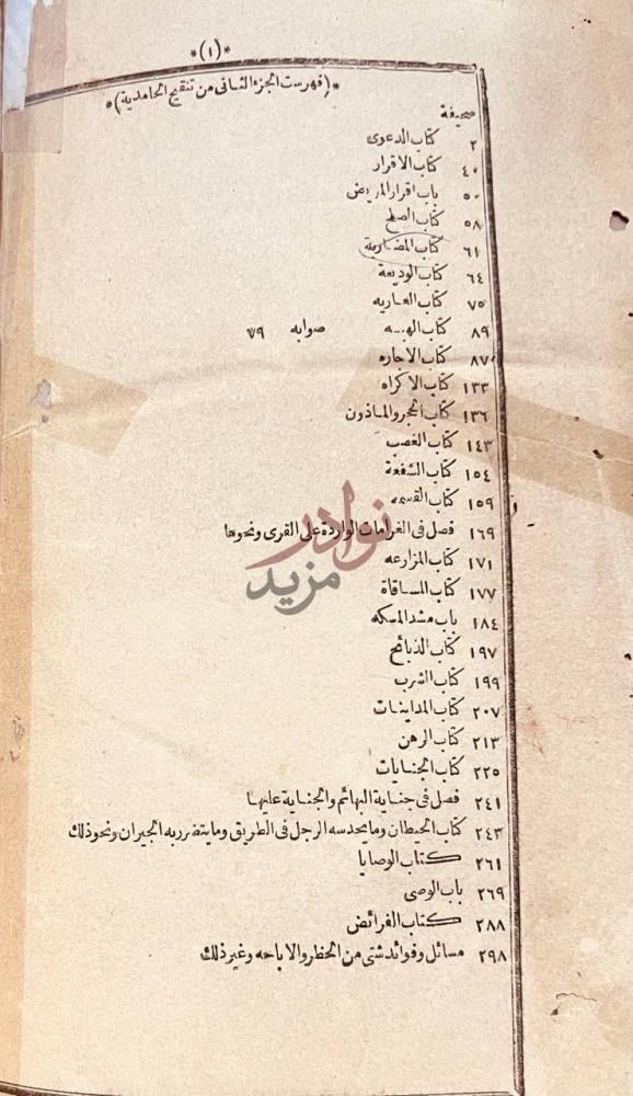 فهرس كتاب العقود الدرية في تنقيح الفتاوى الحامدية