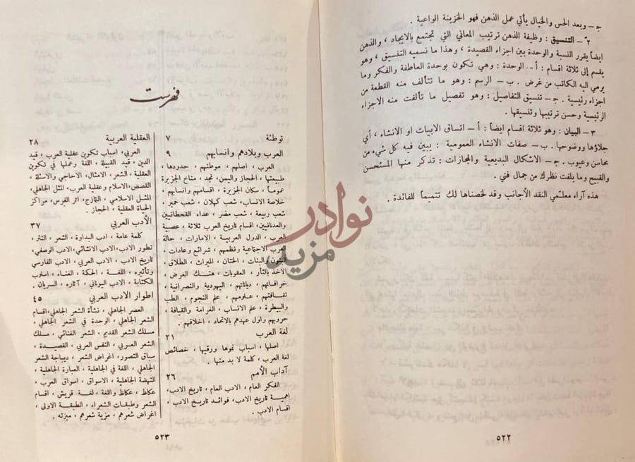 فهرس كتاب ادب العرب فهرست