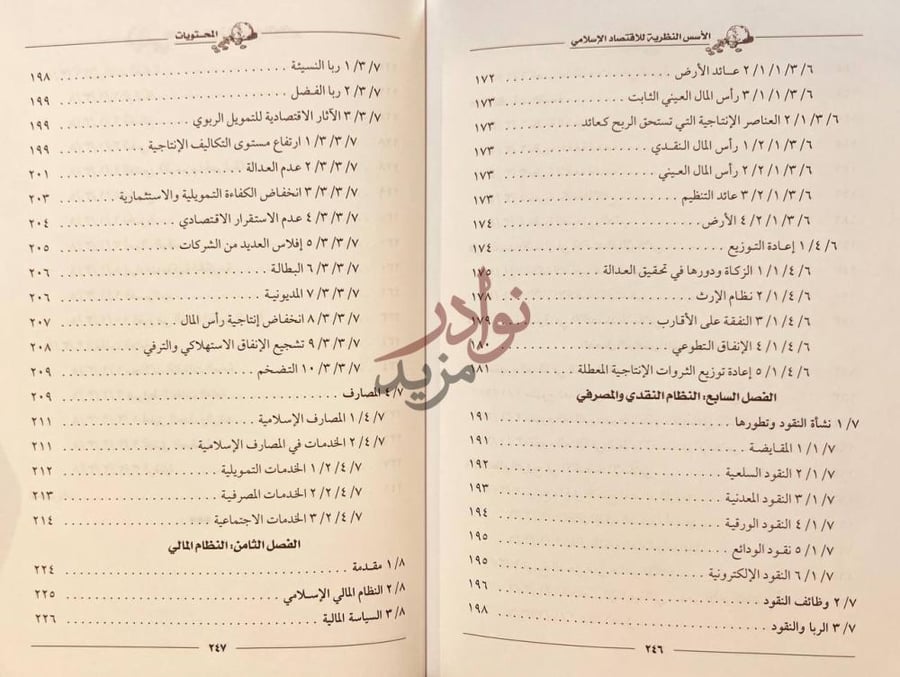 فهرس كتاب الاسس النظرية للاقتصاد الاسلامي المحتويات