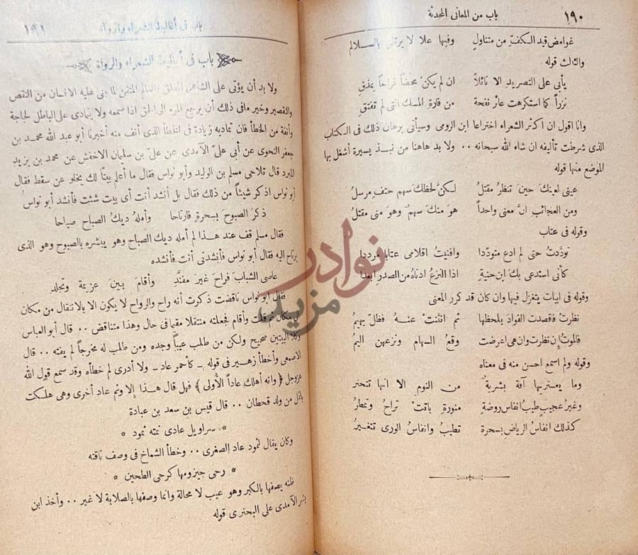 صفحة داخلية كتاب العمدة في صناعة الشعر ونقده باب في أغاليط
