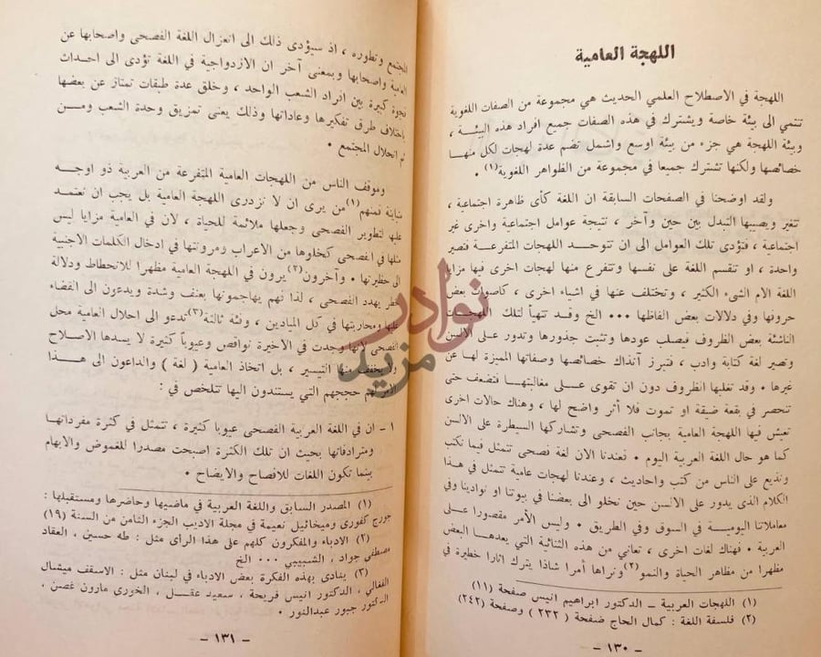 صفحة داخلية كتاب اراء في العربية اللهجة العامية