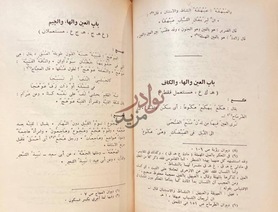 صفحة داخلية كتاب العين اول معجم في اللغة العربية