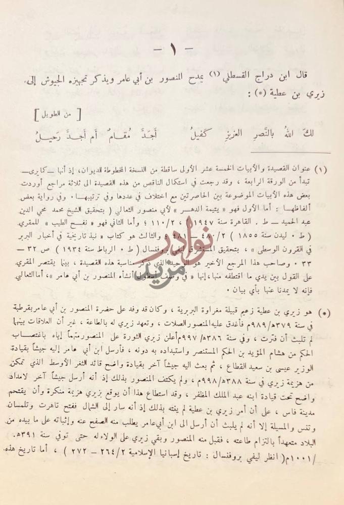 صفحة داخلية كتاب ديوان ابن دراج القسطلي